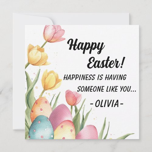 Happy Easter Card Happy Spring Flowers Holiday Card