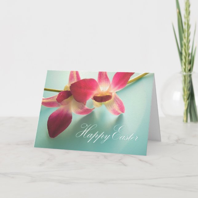 Happy Easter Card (magenta orchids) (Front)