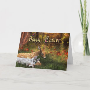 Happy Easter Card - Puppy and Fawn