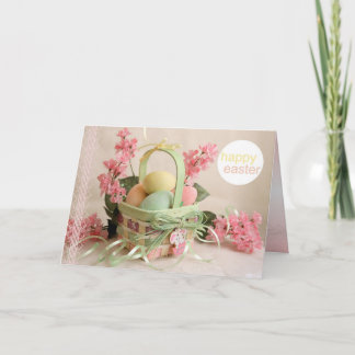 Happy Easter Card with Eggs Basket
