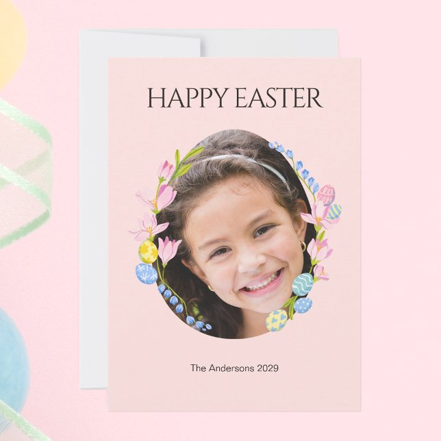 Happy Easter Card with Floral Photo Frame (Happy Easter Card with Floral Photo Frame)