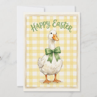 Happy Easter Card With White Duck