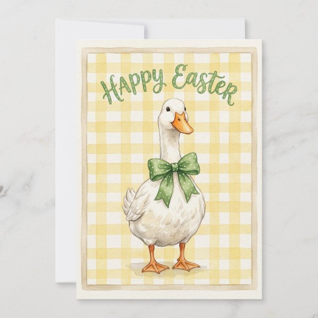 Happy Easter Card With White Duck (Front)