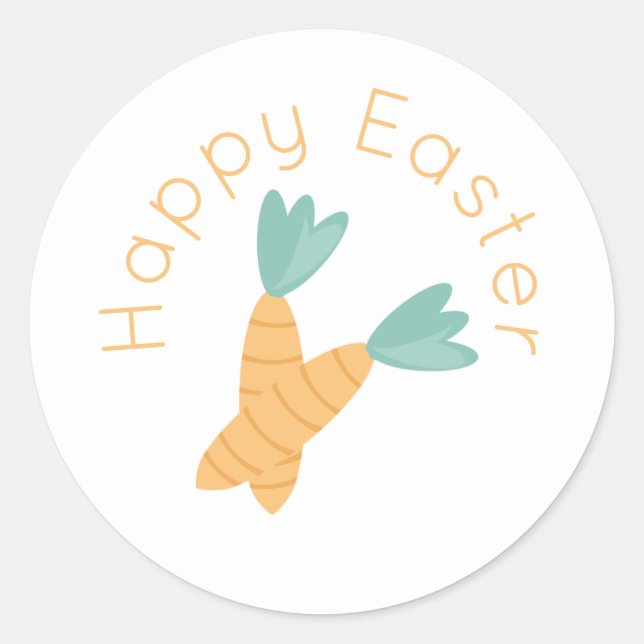 Happy Easter Carrot Bunch  Classic Round Sticker (Front)