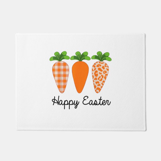 Happy Easter Carrot Cute Easter T-Shirt Doormat (Front)