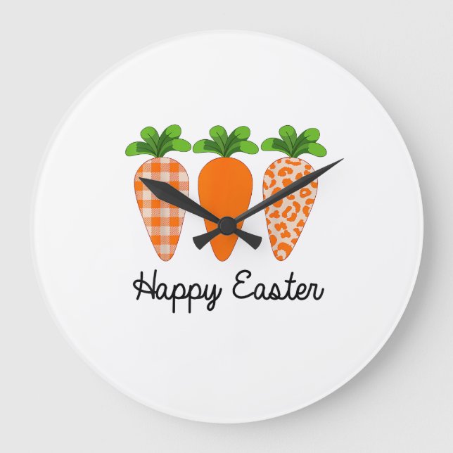 Happy Easter Carrot Cute Easter T-Shirt Large Clock (Front)