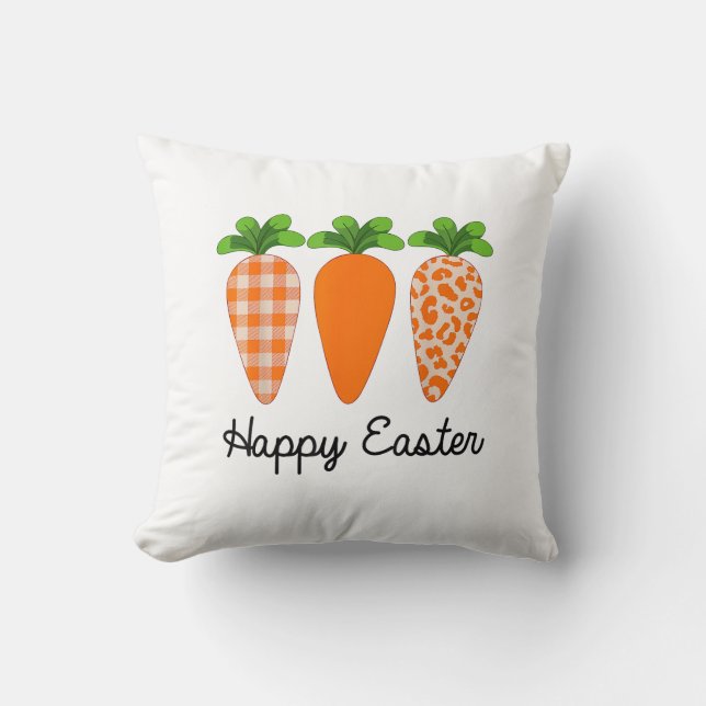 Happy Easter Carrot Cute Easter T-Shirt Throw Pillow (Front)