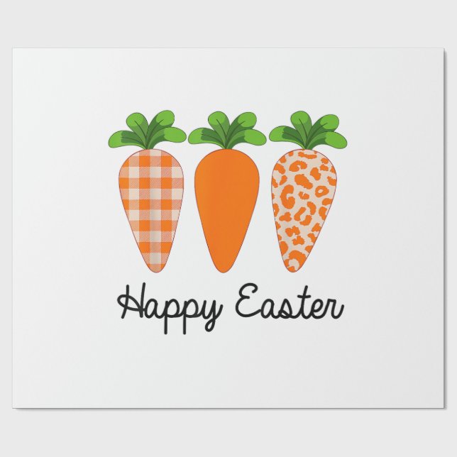 Happy Easter Carrot Cute Easter T-Shirt Wrapping Paper (Flat)