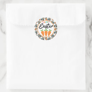 Happy Easter Carrots Classic Round Sticker