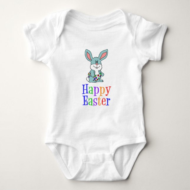 Happy Easter Cartoon Bunny Baby Bodysuit (Front)