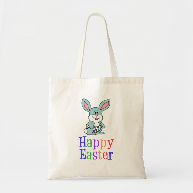 Happy Easter Cartoon Bunny Tote Bag (Front)