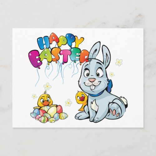 Happy Easter Cartoon Holiday Postcard