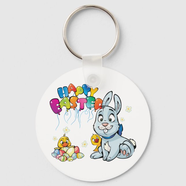 Happy Easter Cartoon Keychain (Front)