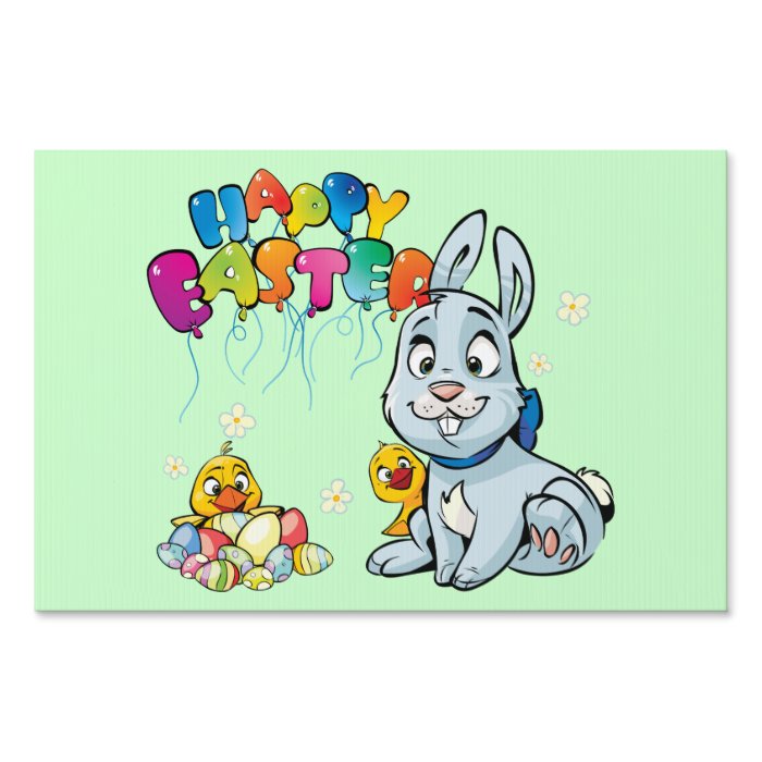 Happy Easter Cartoon Yard Sign