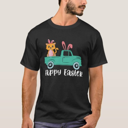 Happy Easter Cat Bunny Riding Truck Boys Toddler P T_Shirt