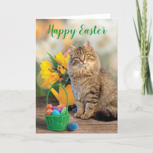 Happy Easter Cat Card Easter Basket