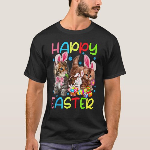 Happy Easter Cat Wearing Bunny Ear Bunny Cat T_Shirt