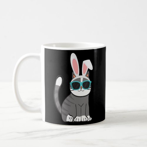 Happy Easter Cat With Bunny Ears And Glasses Cat Coffee Mug