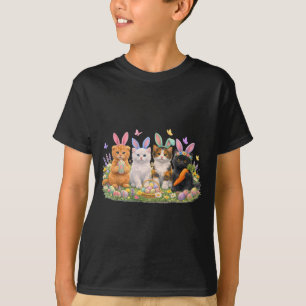 Happy Easter Cats with Bunny Ears Eggs Spring T-Shirt