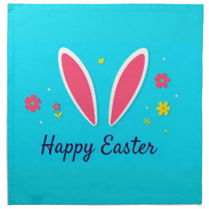 Happy Easter Celebration Card with Bunny Ears Cloth Napkin