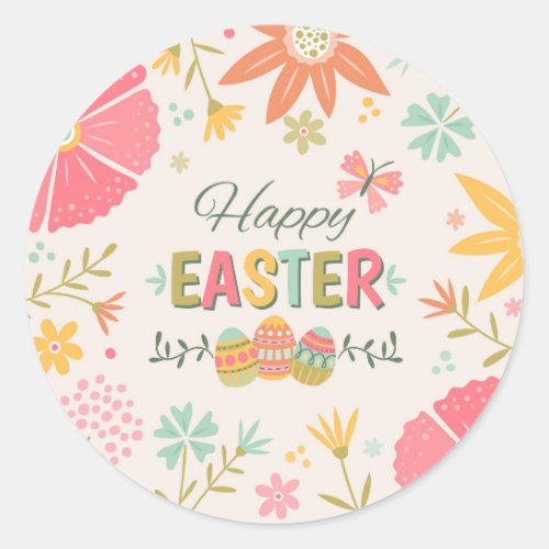 Happy Easter Celebration Classic Round Sticker