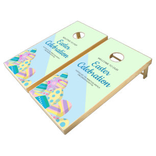 Happy Easter Celebration Cute Easter Eggs Cornhole Set