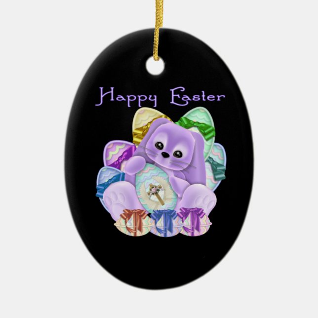 Happy Easter Ceramic Ornament (Front)
