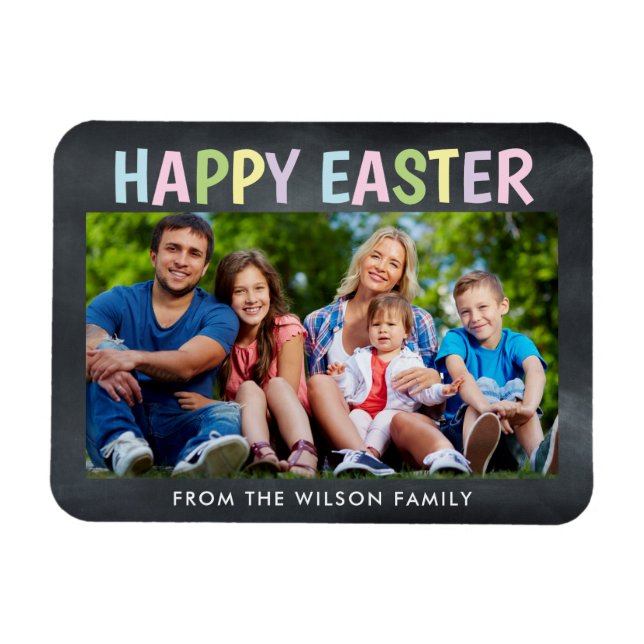 Happy Easter Chalkboard Photo Magnet (Horizontal)