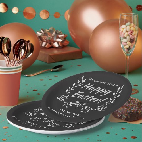 Happy Easter Chalkboard Typography Paper Plates