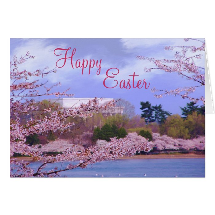 Happy Easter Cherry Blossoms Greeting Cards
