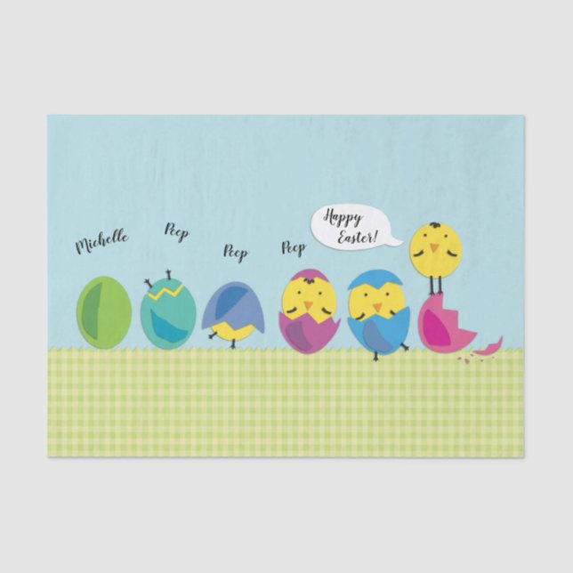 Happy Easter Chick Add Name Tissue Paper (Front)