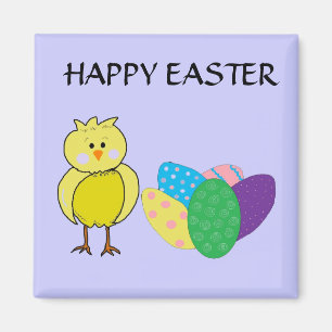 Happy Easter Chick And Eggs Magnet