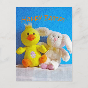 Happy Easter Chick + Bunny Holiday Postcard
