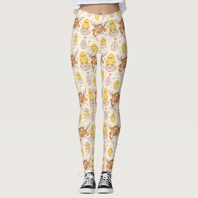 Happy Easter Chick Leggings (Front)
