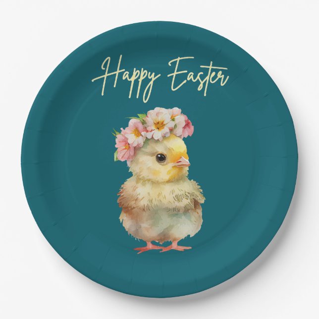 Happy Easter Chick Paper Plates (Front)