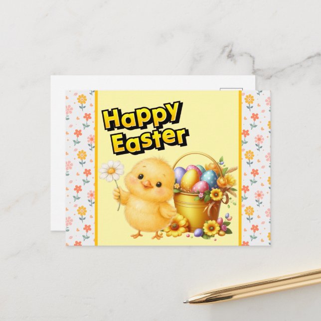 Happy Easter Chick  Postcard (Front/Back In Situ)