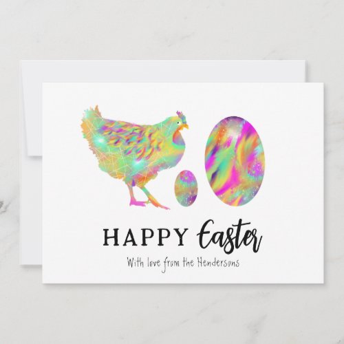 Happy Easter Chicken and eggs watercolor Holiday P