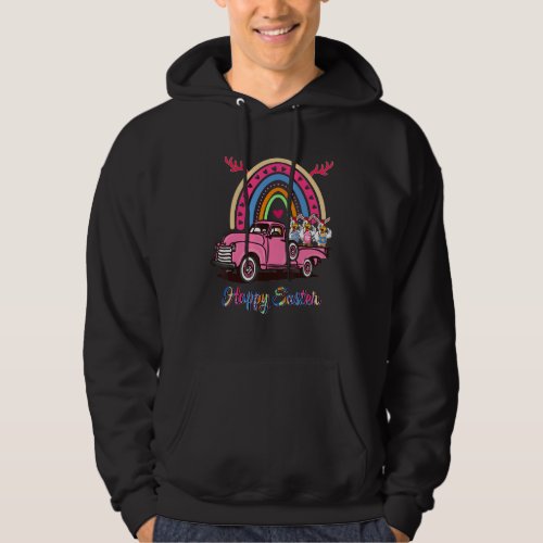 Happy Easter Chicken Holding Bunny Eggs Hunting On Hoodie