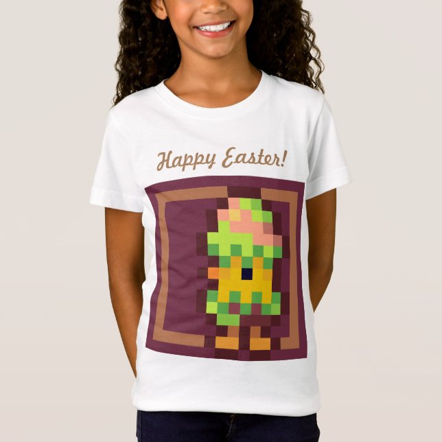 Happy Easter chicken in egg pixel art, Pixel Art T-Shirt (Front)