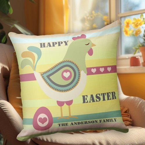 Happy Easter Chicken with Egg Pastel Pillow