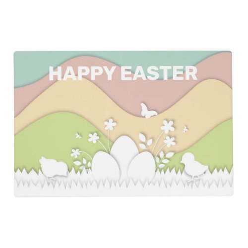 Happy easter chicks and egg pastel colors placemat
