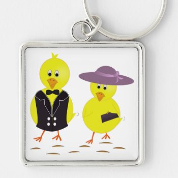 "happy Easter" Chicks Keychain by Awesoma at Zazzle