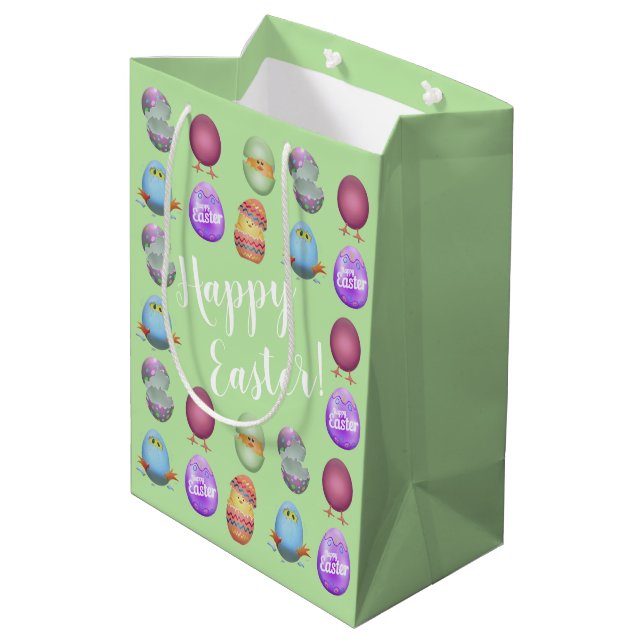 Happy Easter Chicks Medium Gift Bag (Back Angled)