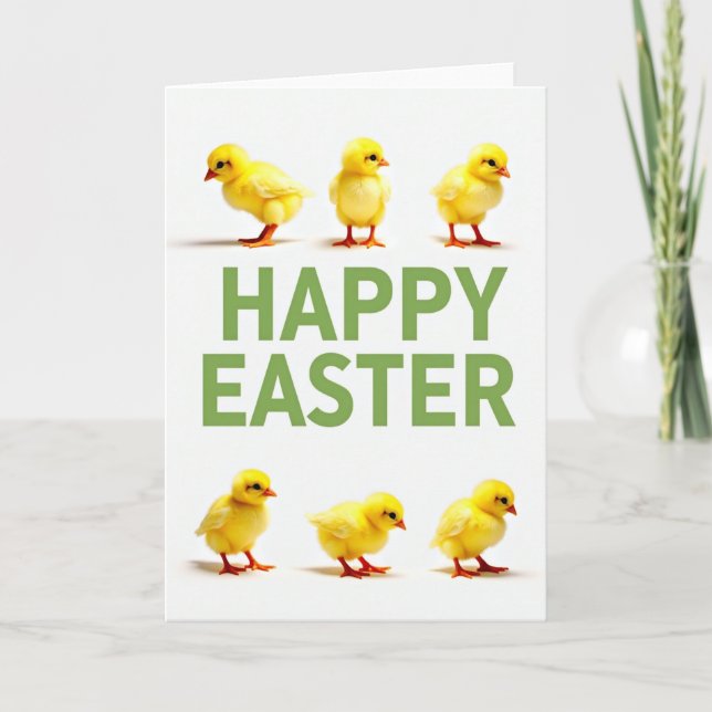 Happy Easter Chicks Photo Card (Front)