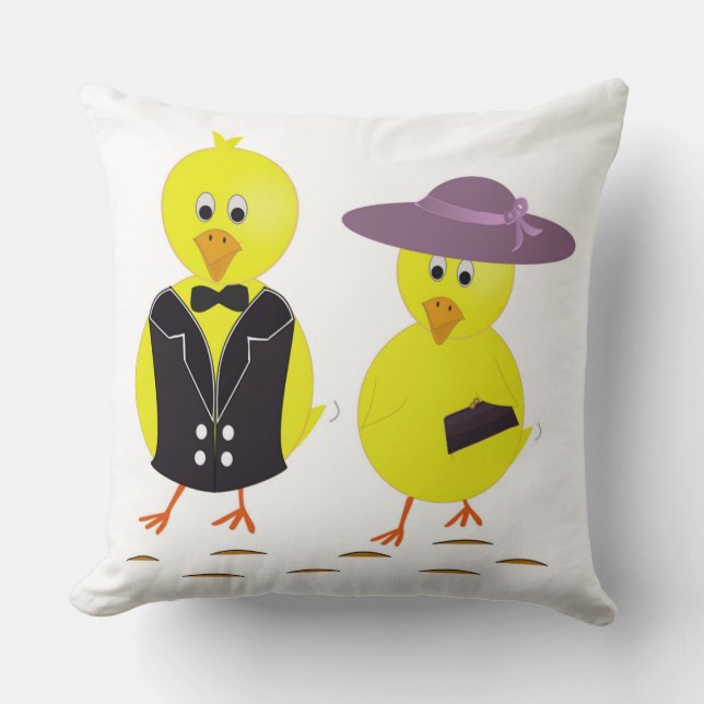 "HAPPY EASTER" CHICKS THROW PILLOW (Front)