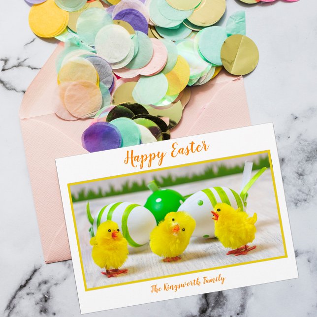 Happy Easter chicks with egg personalized Holiday Card (Creator Uploaded)
