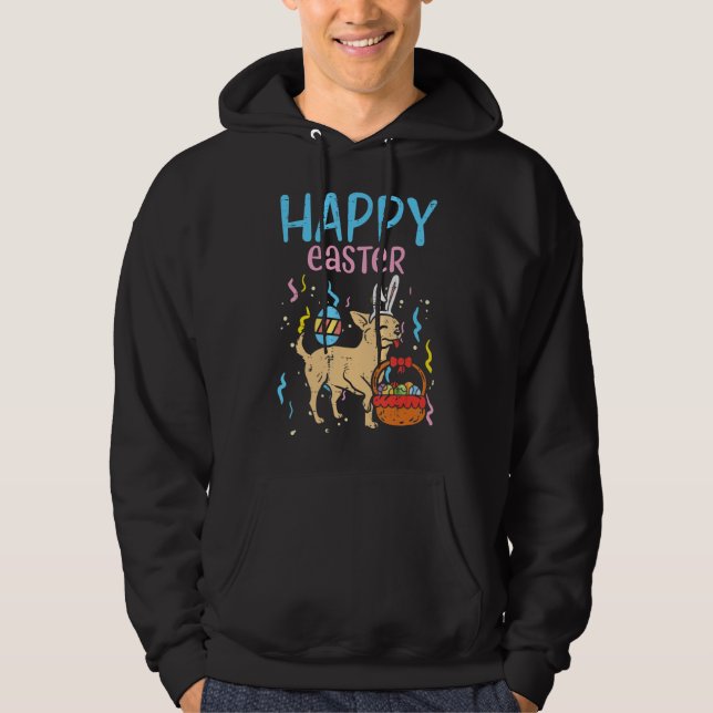 Happy Easter Chihuahua Bunny Cute Chiwawa Dog Men  Hoodie (Front)
