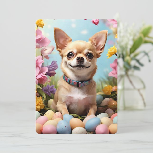 Happy Easter Chihuahua Holiday Card (Standing Front)