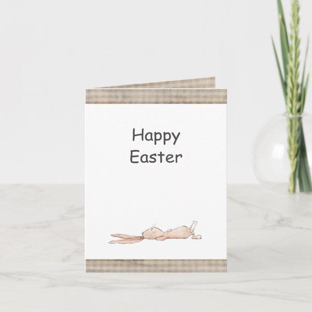 Happy Easter Chill Bunny Rabbit Gingham Easter  Card (Front)