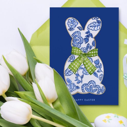 Happy Easter Chinoiserie Bunny Cookie Holiday Card